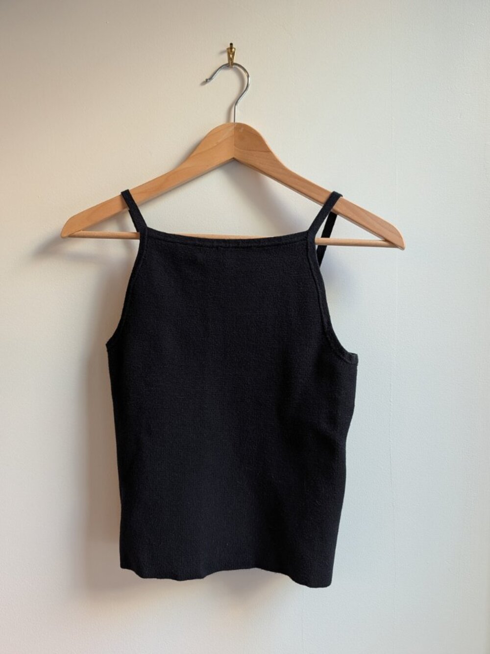 Madewell Apron Sweater Tank Black Fine Knit Square Neck Cami Size XS